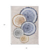 3' X 5' Beige Blue and Gold Faux Bois Washable Non Skid Indoor Outdoor Area Rug
