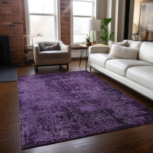 8' X 10' Purple Abstract Washable Non Skid Indoor Outdoor Area Rug