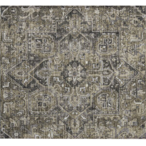 2' X 3' Taupe and Dark Taupe Oriental Washable Non Skid Indoor Outdoor Area Rug