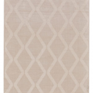 10' X 13' Ivory And Tan Geometric Stain Resistant Area Rug