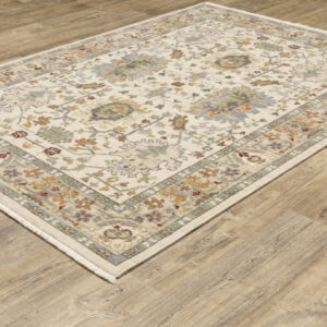 2' X 3' Gray And Ivory Oriental Power Loom Area Rug With Fringe