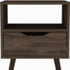 25" Brown One Drawer Faux Wood Nightstand
