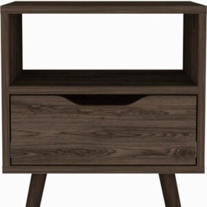 25" Brown One Drawer Faux Wood Nightstand