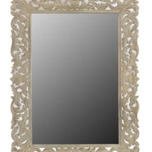35" Gray Floral Carved Solid Wood Framed Accent Mirror