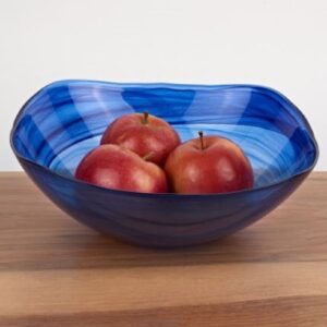 10 Contemporay Soft Square Blue Swirl Glass Bowl