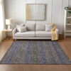 8' X 10' Purple Plum And Gold Floral Medallion Washable Indoor Outdoor Area Rug
