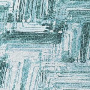 5' X 8' Teal Blue Aqua And Ivory Geometric Washable Indoor Outdoor Area Rug