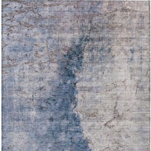 9' X 12' Navy Blue And Gray Abstract Washable Indoor Outdoor Area Rug