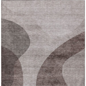 5' X 8' Brown Taupe And Beige Abstract Washable Indoor Outdoor Area Rug
