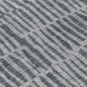 8' Charcoal And Gray Round Striped Washable Indoor Outdoor Area Rug