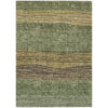 5' X 8' Olive Green And Chocolate Striped Washable Indoor Outdoor Area Rug