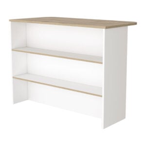 White and Natural 47" Kitchen Island With Storage
