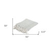 Light Gray Woven 100% Cotton Throw Blanket