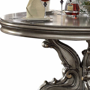 Gray Solid Wood Pedestal Base Round Top Dining Table