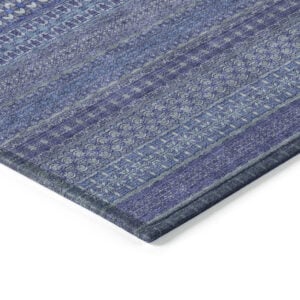 3' X 5' Navy Blue Striped Washable Non Skid Indoor Outdoor Area Rug
