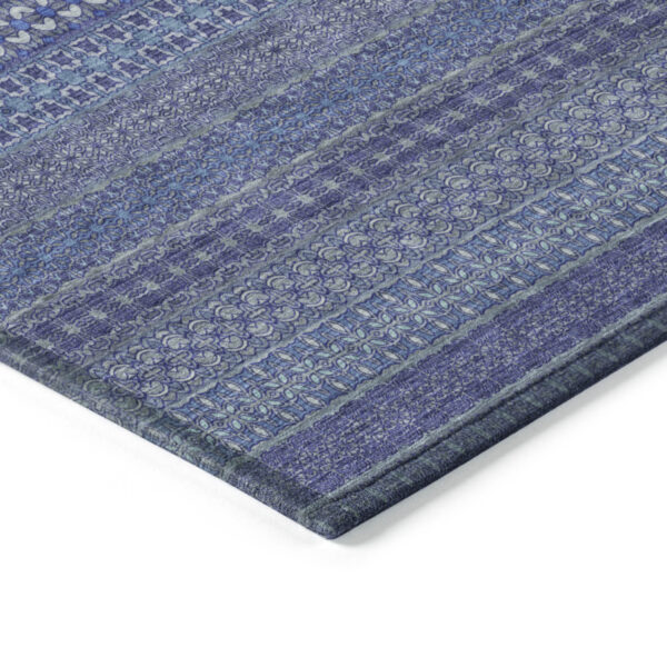 3' X 5' Navy Blue Striped Washable Non Skid Indoor Outdoor Area Rug
