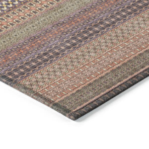 8' X 10' Orange Striped Washable Non Skid Indoor Outdoor Area Rug