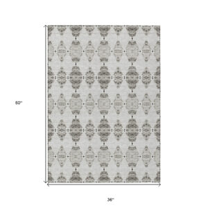 3' X 5' Taupe Beige And Coffee Moroccan Washable Indoor Outdoor Area Rug