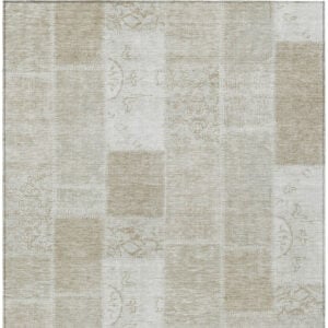 5' X 8' Taupe Beige And Tan Patchwork Washable Indoor Outdoor Area Rug