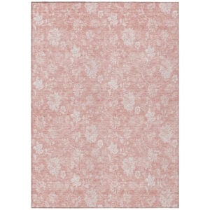 3' X 5' Pink Ivory And Blush Floral Washable Indoor Outdoor Area Rug