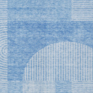 8' X 10' Sky Blue And Denim Blue Geometric Washable Indoor Outdoor Area Rug