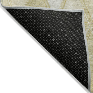5' X 8' Gold Wheat And Ivory Geometric Washable Indoor Outdoor Area Rug