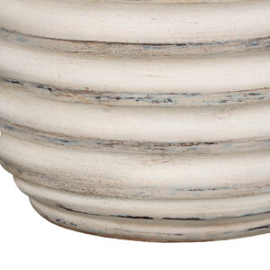 28" Cream Geometric Table Lamp With Cream Drum Shade