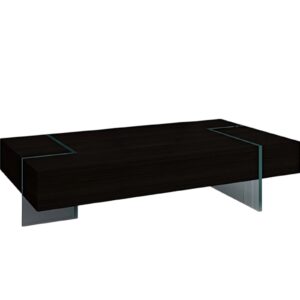 53" Black And Clear Wood And Glass Sled Coffee Table