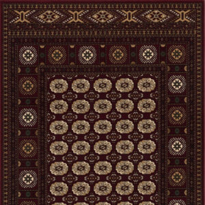 5’ x 8’ Red Eclectic Geometric Pattern Area Rug