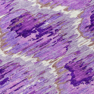 3' X 5' Lavender Purple And Ivory Abstract Washable Indoor Outdoor Area Rug