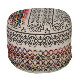 18" Multicolored Cotton Blend Ottoman