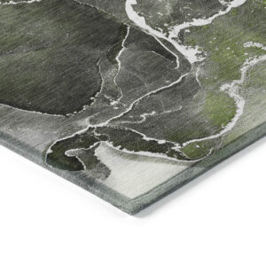 9' X 12' Green Abstract Washable Non Skid Indoor Outdoor Area Rug