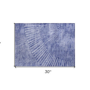 2' X 3' Navy Blue Abstract Washable Non Skid Indoor Outdoor Area Rug