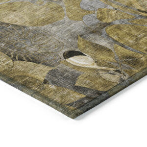 8' X 8' Green and Brown Round Abstract Washable Indoor Outdoor Area Rug