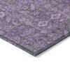 2' X 3' Purple and Green Floral Washable Non Skid Indoor Outdoor Area Rug