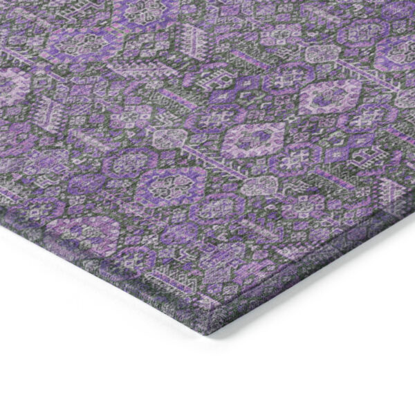 2' X 3' Purple and Green Floral Washable Non Skid Indoor Outdoor Area Rug