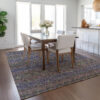 9' X 12' Purple Plum And Gold Floral Medallion Washable Indoor Outdoor Area Rug