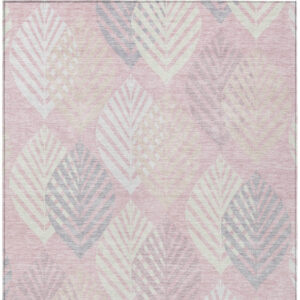 8' X 10' Pink Ivory And Beige Floral Washable Indoor Outdoor Area Rug