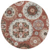 8' Orange Taupe And Gray Round Floral Medallion Washable Indoor Outdoor Area Rug