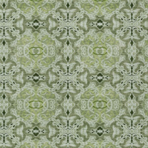 5' X 8' Artichoke Green And Fern Green Medallion Washable Indoor Outdoor Area Rug