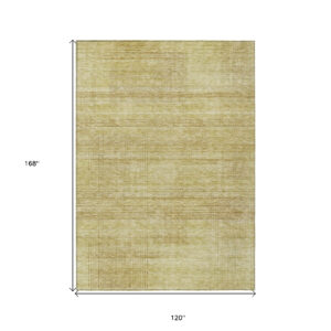 10' X 14' Gold Wheat And Beige Striped Washable Indoor Outdoor Area Rug