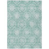3' X 5' Turquoise Teal Blue And Ivory Medallion Washable Indoor Outdoor Area Rug