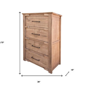 36" Natural Solid Wood Four Drawer Chest