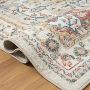 4' x 6' Ivory and Red Oriental Power Loom Area Rug