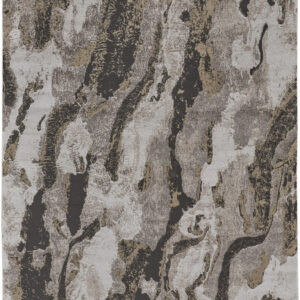 5' x 8' Brown and Ivory Abstract Power Loom Distressed Area Rug