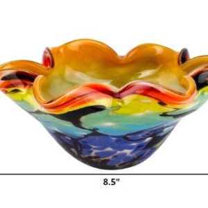 85 Mouth Blown Art Glass Wavy Inch Centerpiece Or Candy Bowl