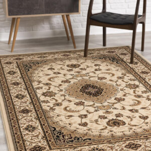 5’ x 8’ Cream Floral Medallion Area Rug