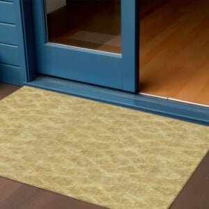 3' X 5' Gold Taupe And Beige Geometric Washable Indoor Outdoor Area Rug
