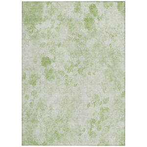 3' X 5' Green And Ivory Floral Washable Indoor Outdoor Area Rug