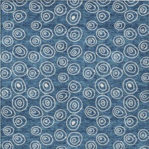 8' X 10' Navy Blue And Ivory Geometric Washable Indoor Outdoor Area Rug